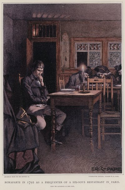 Bonaparte 1792-ben egy párizsi hat-sous étterem vendégeként alkotó: French School