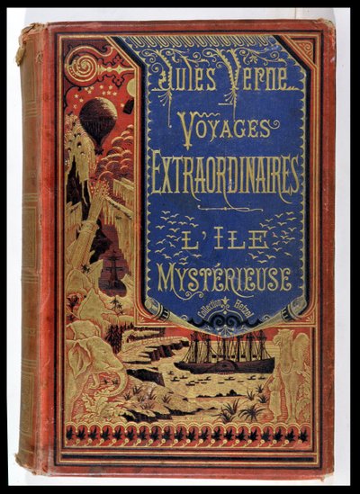 Jules Verne (1828-1905) A titokzatos sziget című könyv borítója, 1875-ös Hetzel kiadás alkotó: French School