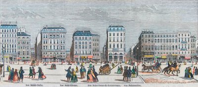 Boulevard Poissonniere - Rue Saint Barbe - Rue Saint Etienne - Rue Notre Dame de Reouvrance - Rue Poissonniere - „Tableau-de-Paris”-ba vésette Edmond Texier 1852 alkotó: French School