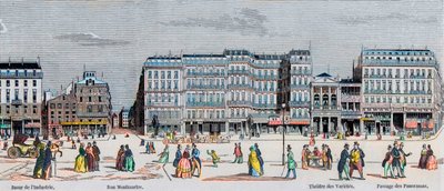 Boulevard Poissonniere és Boulevard Montmartre - ipari bazár - Rue Montmartre - Theater des Varietes és passage des Panoramas - Metszet a „Tableau-de-Paris”-ban Edmond Texier 1852-ben alkotó: French School
