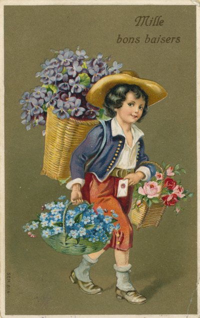 Virágot hordozó fiú alkotó: French School