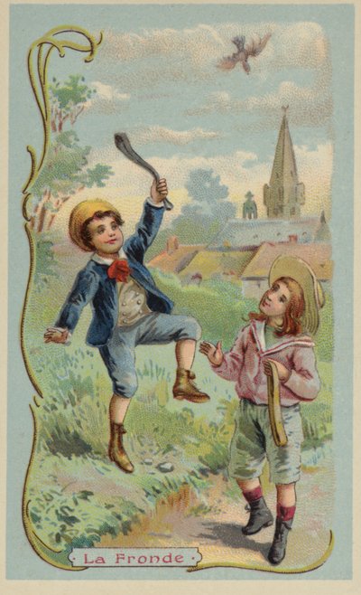 Fiú megöl egy madarat egy parittyával alkotó: French School