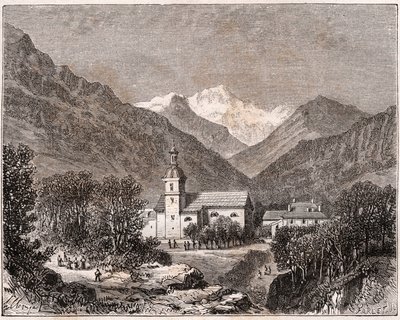 Brides-les-Bains (Brides les Bains) - Savoie - metszet „France illustree: Geography, History, Statistical Administration” V.A. Maláta-barna. 1884 alkotó: French School