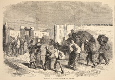 Zöldségek behozatala a külvárosból, illusztráció Cassells: A Franciaország és Németország közötti háború története, 1870-1871 alkotó: French School