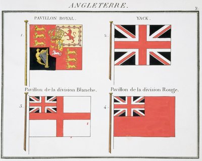 Brit tengeri zászlók, egy francia zászlóskönyvből, 1819 körül alkotó: French School