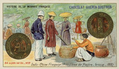 Bronz 1 centime tányér, francia Indokína alkotó: French School