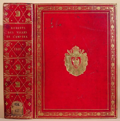 A Francia Birodalom városainak költségvetése, Bonaparte Napóleon (1769-1821) címerével bekötve 1810 (piros marokkói bőr és arany) (lásd még: 165117) alkotó: French School