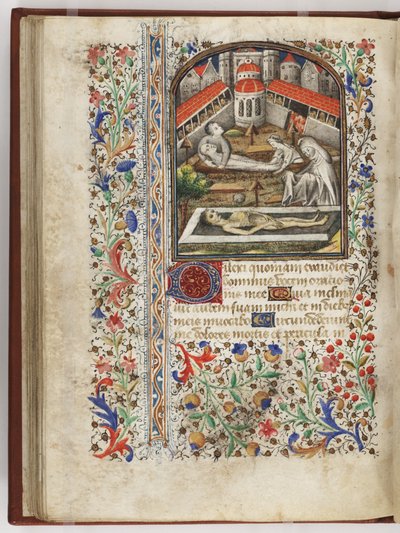 Halotti temetés, illusztráció az Órakönyvből, Párizs, 1440-60 körül (pergamen). alkotó: French School