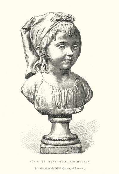 Egy fiatal lány mellszobra, Jean-Antoine Houdon francia szobrász, 18. század vége vagy 19. század eleje (metszet) alkotó: French School