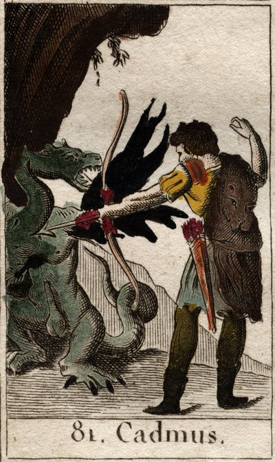 Cadmos (Kadmos vagy Cadmus) megöli a sárkányt (Cadmus harcol a sárkány ellen). Pierre Blanchard „Az ifjúság mitológiájából” 1803-ból. alkotó: French School