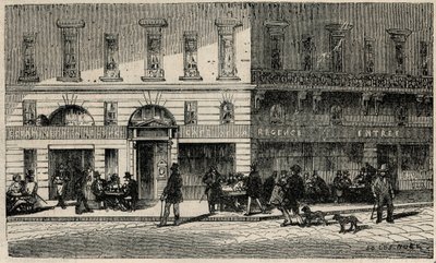 Cafe de la Regence a párizsi Place du Palais-Royalban a 19. században – Edmond Texier metszet a „Tableau-de-Paris”-ban 1852 alkotó: French School