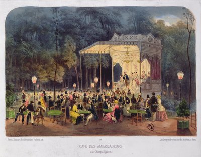 Cafe des Ambassadeurs, Champs-Elysees, 1850 körül alkotó: French School