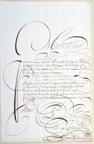 Kalligráfia: Francois de Bruyn 1678 körüli kalligráfusa. alkotó: French School