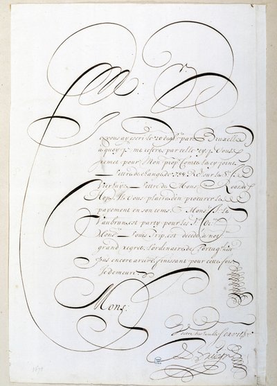 Kalligráfia: Francois de Bruyn 1678 körüli kalligráfusa. Párizs város történelmi könyvtára alkotó: French School