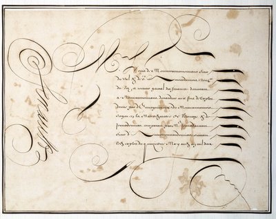 Kalligráfia: Louis Senault kéziratos diagramja a pénzügyi fordulóról a 17. század második felében alkotó: French School