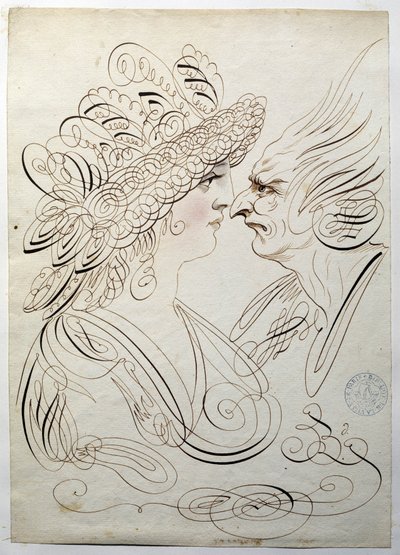 Kalligráfia: Bernard de Paris profilportréi 1780 körül. alkotó: French School