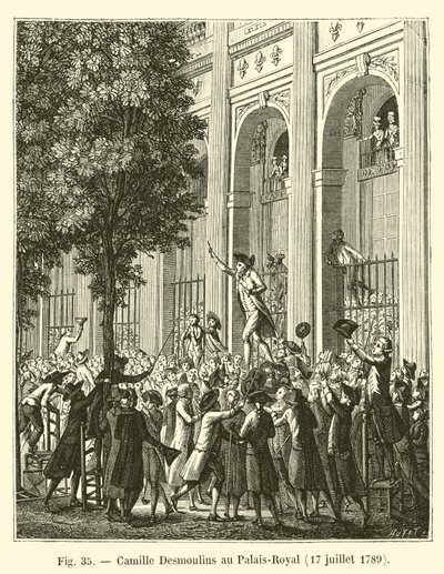 Camille Desmoulins a Palais-Royalban, 1789. július 17-én alkotó: French School