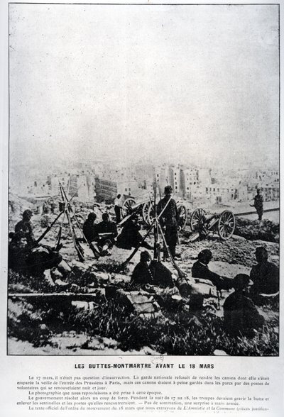 Ágyúk a Buttes-Montmartre-on 1871. március 18-án (bw fotó) alkotó: French School