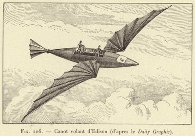 Edison repülő kenuja (a Daily Graphic-ból) (metszet) alkotó: French School