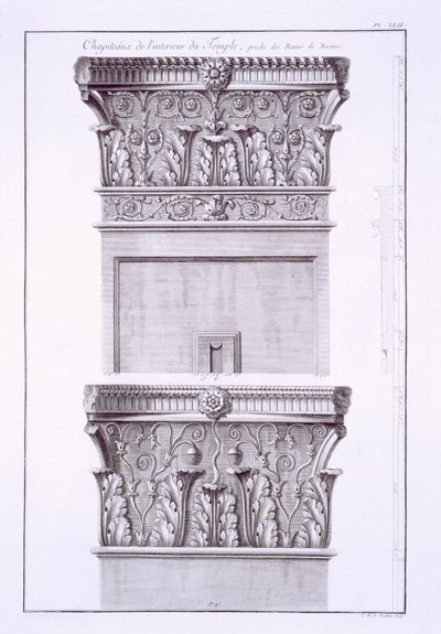 Fővárosok a római fürdő közelében lévő templomból, Nimes. alkotó: French School