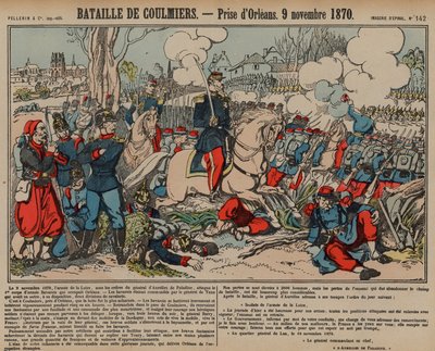Orléans francia elfoglalása a coulmiersi csata után, francia-porosz háború, 1870. november 9. (színes metszet) alkotó: French School