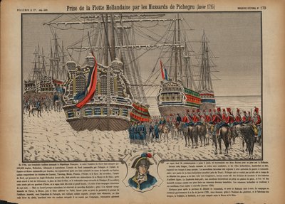 A holland flotta elfogása a megfagyott Ijsselmeeren a Pichegru tábornok vezette francia huszárok által, 1795. január (színes metszet) alkotó: French School