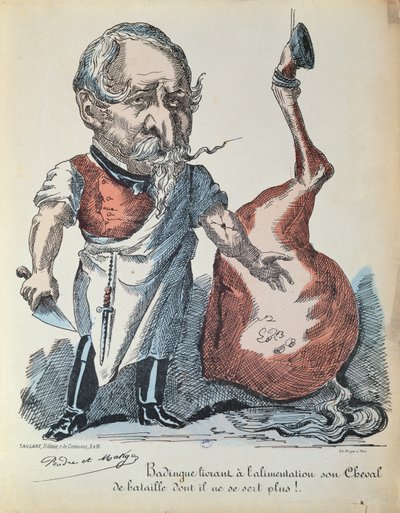 III. Napóleon (1808-73) karikatúrája lómészárosként Párizs ostroma idején, 1870 alkotó: French School