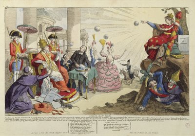 századi pápai bullák karikatúrája (színes metszet) (lásd még: 127599) alkotó: French School