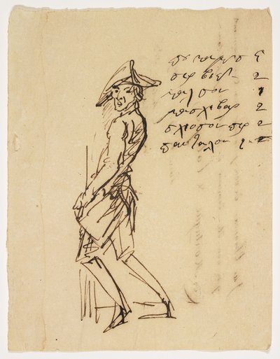 Egy fiatal katona karikatúrája, 1809 (toll és barna tinta papíron) alkotó: French School
