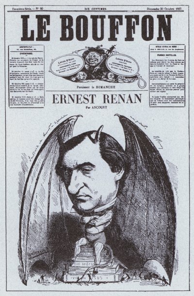 Ernest Renan francia filozófus karikatúrája (litho) alkotó: French School