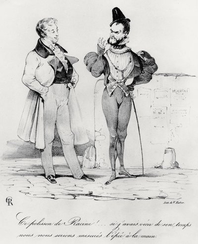 A romantikus drámák karikatúrája Hernani korában, Victor Hugo 1802-85) (1829) alkotó: French School