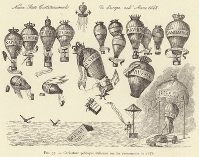 Olasz politikai karikatúra az 1848-as eseményekről (metszet) alkotó: French School