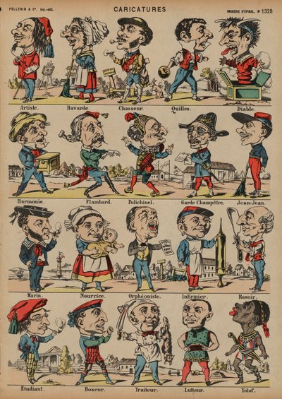 Karikatúrák (színes metszet) alkotó: French School