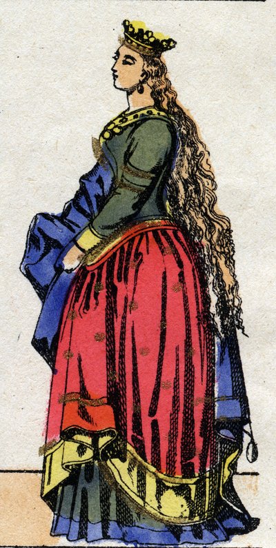 Karoling-dinasztia: Baviere Judit (805-843) portréja, I. Lajos frankkirálynője, akit jámbornak vagy „debonnaire”-nek hívtak” (778-840). Epinális képalkotás a 19. század végéről. Magángyűjtemény. alkotó: French School