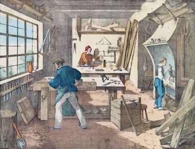 Asztalosműhely, 1860 körül alkotó: French School