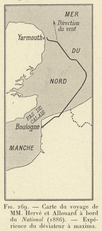 MM Herve és Allouard utazásának térképe a National fedélzetén (1886), A deviator a maxima tapasztalata (metszet) alkotó: French School
