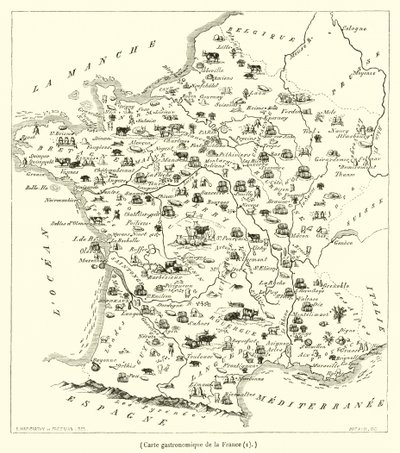 Franciaország gasztronómiai térképe (metszet) alkotó: French School