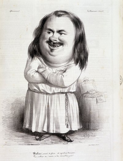Honore de Balzac (1799-1850) és szerzetes rajzfilmje - a „Charivari”-ban, 1838.12.10. B.H.V.P. alkotó: French School