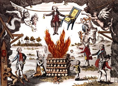 Karikatúra Mirabeau-ról, aki a Jacobin Club elnöksége, 1789 alkotó: French School