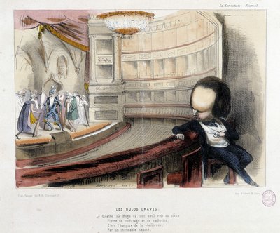 Karikatúra Victor Hugóról és a színházról - litográfia alkotó: French School