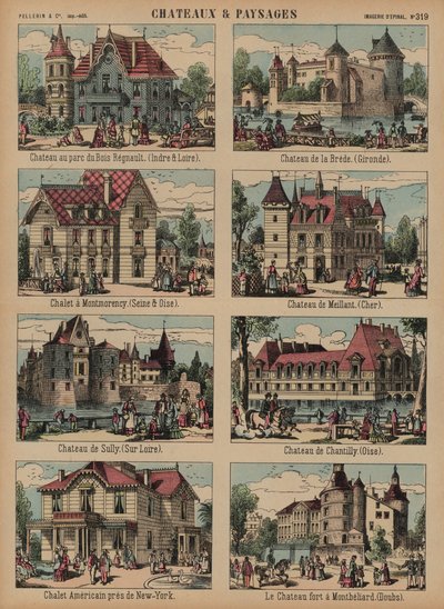 Várak és tájak (színes metszet) alkotó: French School