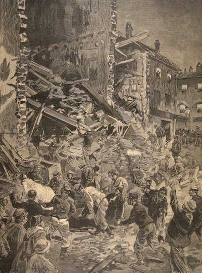 Katasztrófa Biotban, illusztráció a Le Petit Journalból: Supplement illustre, 1898 alkotó: French School