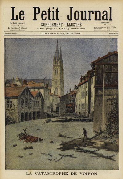 Katasztrofális árvíz Voironban, Franciaországban, 1897 alkotó: French School