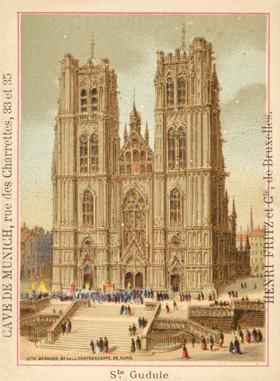 Szent Mihály és Szent Gudula székesegyház, Brüsszel (chromolitho) alkotó: French School