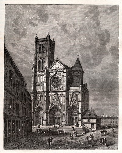 Cathedrale Saint-Etienne de Meaux – Seine-et-Marne – V. A. Malt-Brown „La France illustrée: földrajz, történelem, statisztikai igazgatás” című metszete. 1884 alkotó: French School