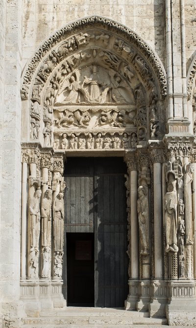 Cathedrale de Charres, a királyi kaputól balra lévő öböl nyugatra néz, mondta a feljutást alkotó: French School