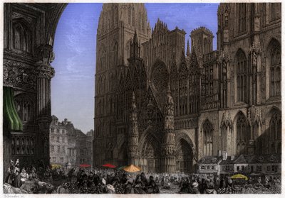 Rouen katedrálisa. (metszet, kb. 1850) alkotó: French School