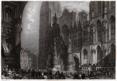Rouen katedrálisa. (metszet, kb. 1850) alkotó: French School