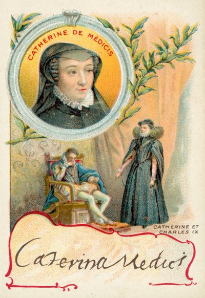 Katalin de Medici és férje, IX. Károly francia (chromolitho) alkotó: French School