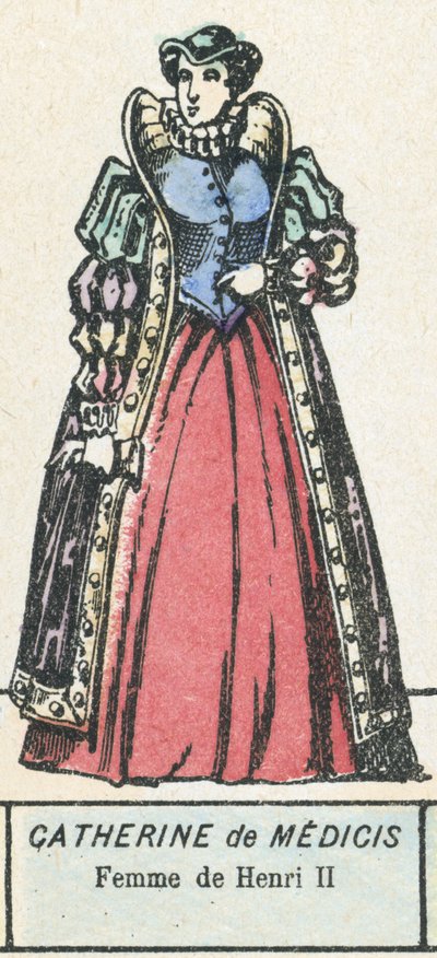 Catherine de Medici, Femme de Henri II (színes metszet) alkotó: French School